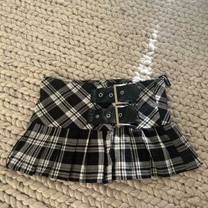 Hell Bunny Plaid Buckle Mini Skirt